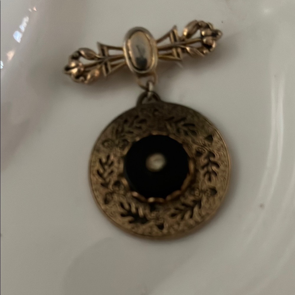 Vintage Gold and Black Brooch